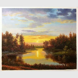 Klassische Natur-Ölgemälde-Landschaftssonnenuntergang-Landschaftsmalerei mit Strom