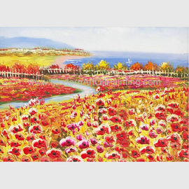 Paletten-Messer-Poppy Oil Painting Colorful Red-Blumensegeltuch-Malerei für Hauptdekor