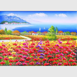 Rote Poppy Floral Oil Painting Mediterranean-Seeölgemälde durch Messer