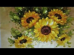 Sonnenblumen-Palettenmesser-Ölgemälde, Wandkunst für Schlafzimmer