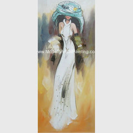 Weißes Kleid Segeltuch-modernes Art Oil Painting Lady Ins bedeckt mit dünner Plastikschicht