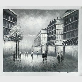 Klassisches Ölgemälde Paris Schwarzweiss, Paletten-Messer-Landschaftsmalerei-Leinen-Segeltuch