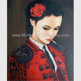 Malende Ölgemälde-Malleinwand der menschlichen Figur/rauchende Frau in der roten Malerei