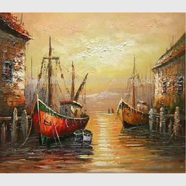 Handgemalte rote Boots-Malerei vom Palettenmesser, abstrakte Acrylmalerei auf Dock