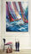 Abstrakte Paletten-Messer-Segelboot-Malereien, handgemalte starke Öl-Segeltuch-Kunst