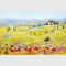 Modernes abstraktes Landschaftsölgemälde-gelber roter Toskana-Dorf-Firmendekor