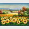 Kundenspezifisches Paletten-Messer-Sonnenblumen-Ölgemälde, dekorative handgemalte Kunst auf Segeltuch