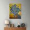 Kundenspezifischer handgemalter Van Gogh Irises In Vase gegen einen gelben Hintergrund